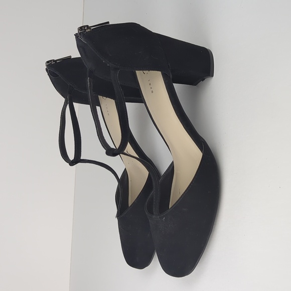 CATO Women's Black Suede T-Bar Round Toe Block Heels Size 9 - Picture 2 of 5